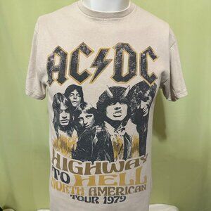 AC DC Highway to Hell N. American Tour 1979 Men's Brown Shirt Medium 2022